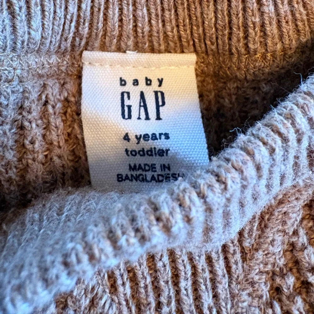 Baby Gap 4T Lot - Cute Crewneck Shaker Sweater, Soft Plaid Flannel -